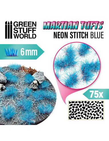 Martian Tufts 6mm - Neon Stitch Blue
