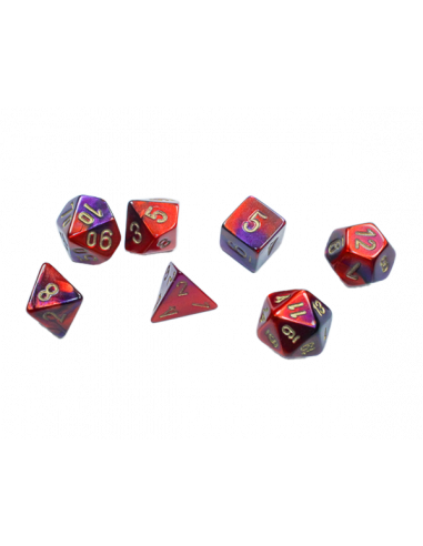 Dice Set Mini Gemini Purple-Red/Gold (7)