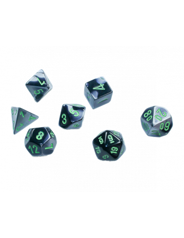 Dice Set Mini Gemini Black-Grey/Green (7)