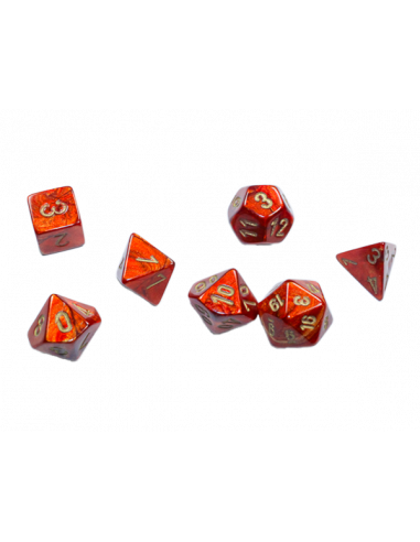 Dice Set Mini Scarab Scarlet/Gold (7)