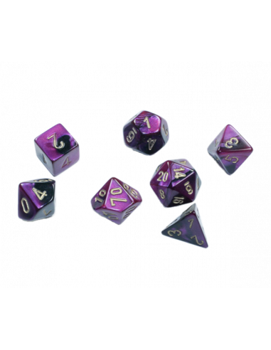 Dice Set Mini Gemini Black-Purple/Gold  (7)