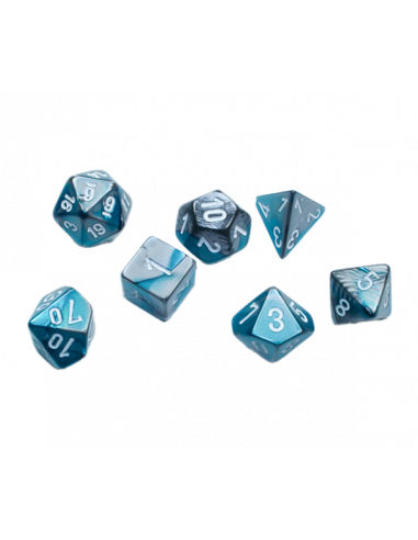 Dice Set Mini Gemini Steel-Teal/White (7)