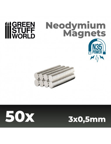 Neonydium Magnets 3x0,5mm 50p (N35)