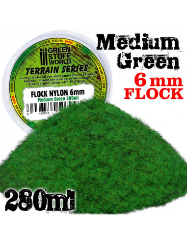 Nylon Flock 6mm Medium Green (280ml)