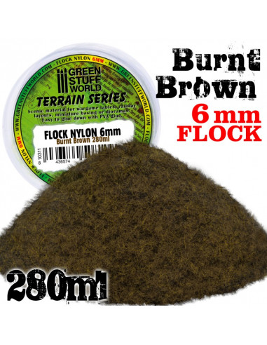 Nylon Flock 6mm Burnt Brown (280ml)