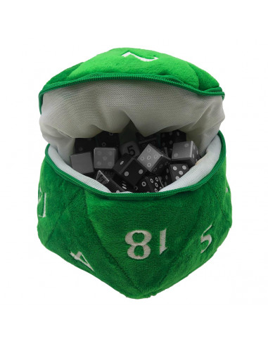 D20 Plush Dice Bag Green